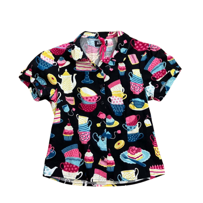 BNWT Revival Black Tea Party Blouse Size 6