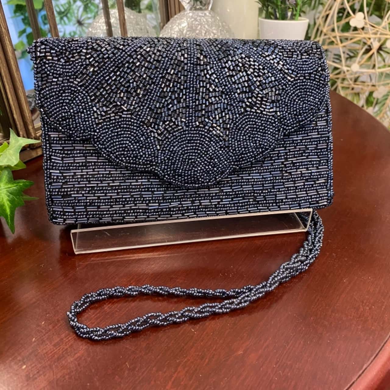 navy evening purse