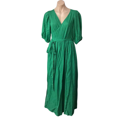Iris Maxi Womens Size 16 Bright Green Short Sleeve Maxi Wrap Dress  
