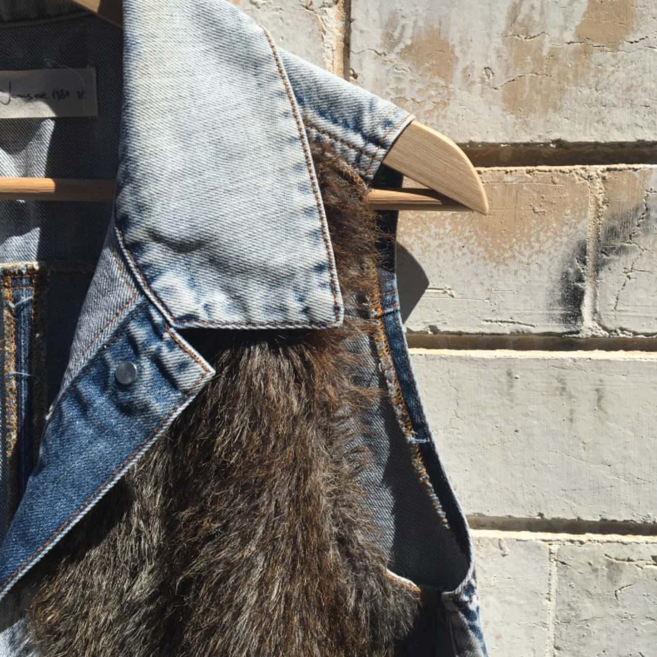 BSB JEANS Womens Faux Fur Fronted Denim Vest, Size M
