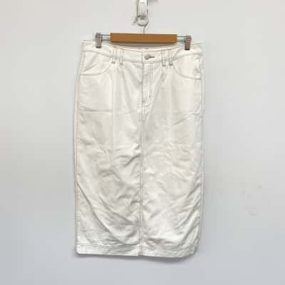 Yarra Trail White Denim Midi Skirt  Size 12 