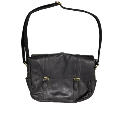 Fossil Black Leather Messenger Bag  