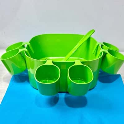 Vintage 1970’s Bessemer Quartec Punch Bowl Set Apple Green