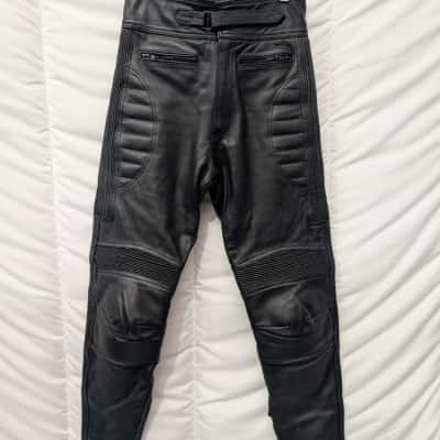 Unisex Black Leather Biker Pants - Size 28