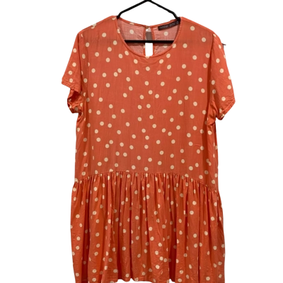 Mister Zimi Womens  Size 14 Babydoll Dress Off White / Peach 