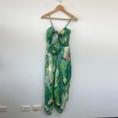 Whyte Valentyne Green Abstract Bailey Pantsuit  Size 6 