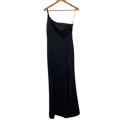 Showpo Womens  Size 12 Maxi Dress Black Asymmetrical Shoulder