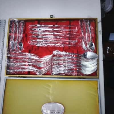 Vintage Silver Plated Stainless Steel Flatware Cutlery Set Canteen Case Japan