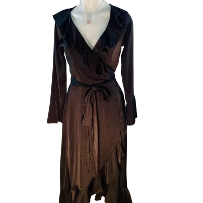 Bird By Design - The Frill Wrap Black Dress (Size 8)