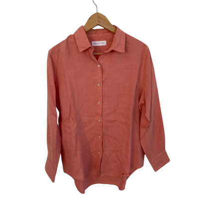 Assembly Label Womens Linen Size 8 Button Up Top / Long Sleeve Top Coral 