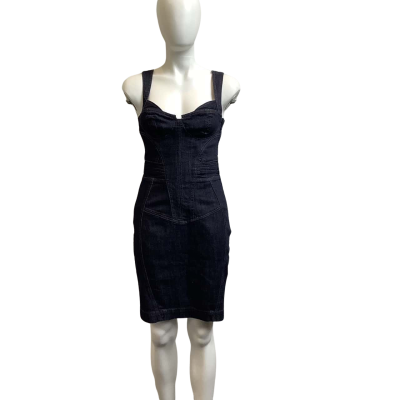 Mango Collection Womens AUS Size S Denim Mini Dress Navy   