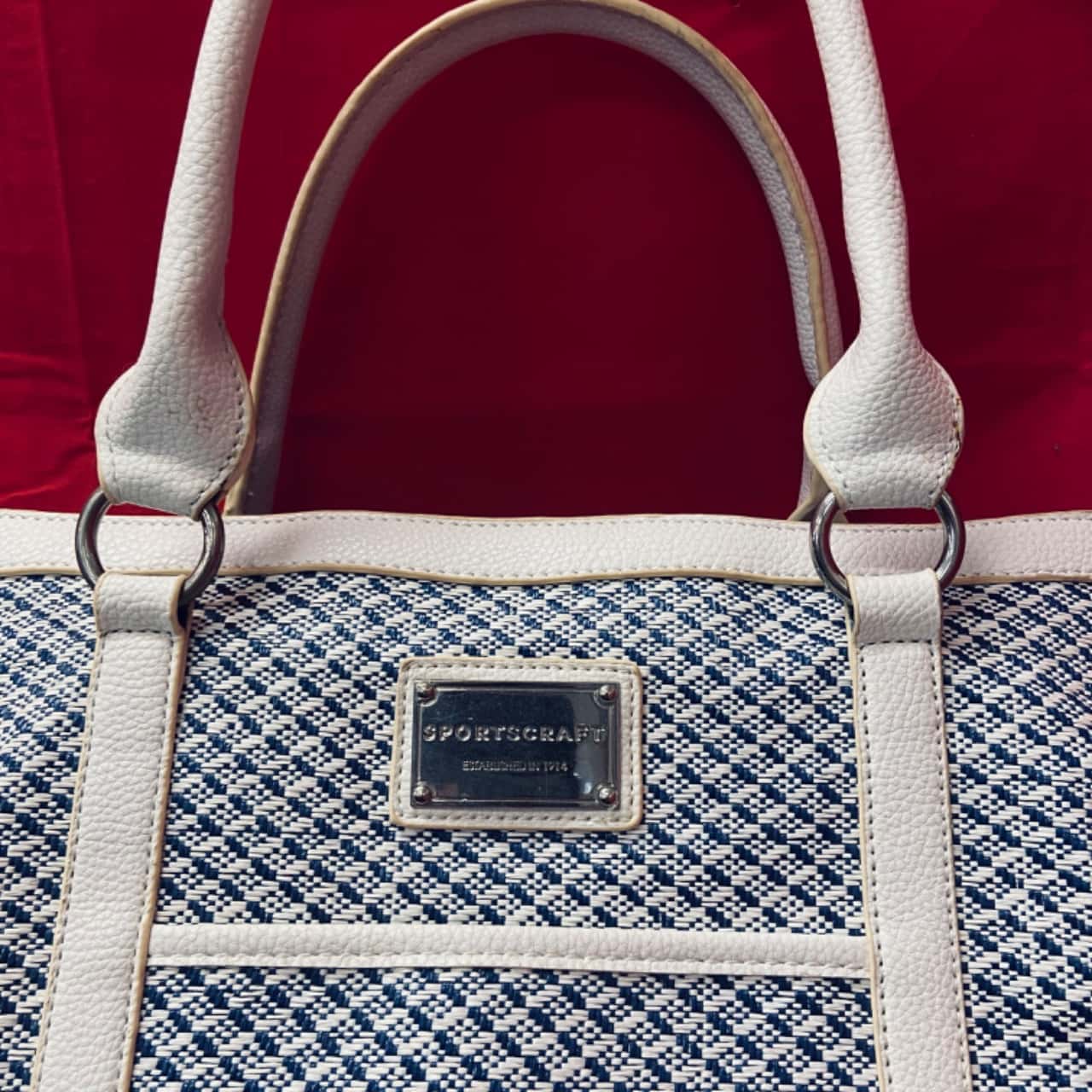 Sportscraft Womens Handbag Blue / White Weaved (s)