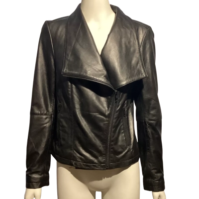 Just Jeans Womens  Size 10 Leather Jacket Black  