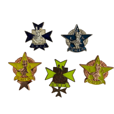 Lot of 5 Dance Masters International Association Womens Brooches Blue / Brown / Silver 