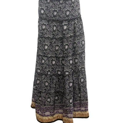 Ishka Womens  Size L / M Maxi Skirt Black  / Gold / Pattern / White 