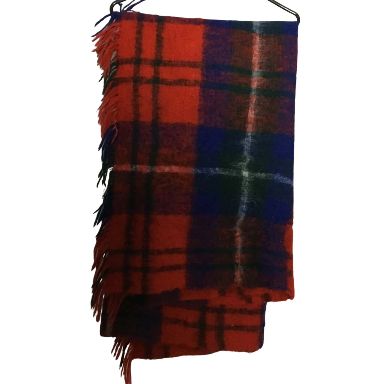 Vintage Debenham Red Checked Throw Rug