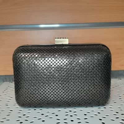 Olga Berg Womens Clutch / Shoulder Bag Black  / Brass