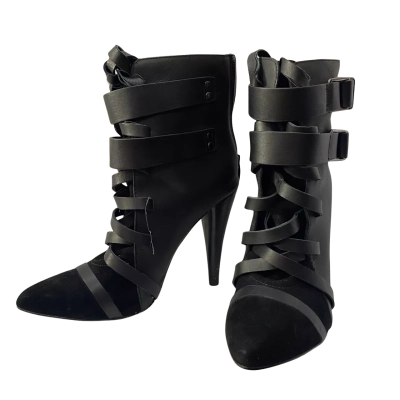 Bardot Womens 7 Black Leather Lace Ankle