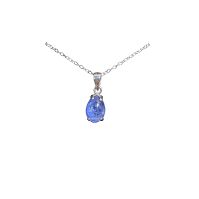 Swarovski Womens Necklace With Blue Gemstone Italy 925 Sterling Silver 