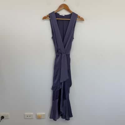 Sheike Blue Belted Sleeveless Evening Midi Dress  Size 10 