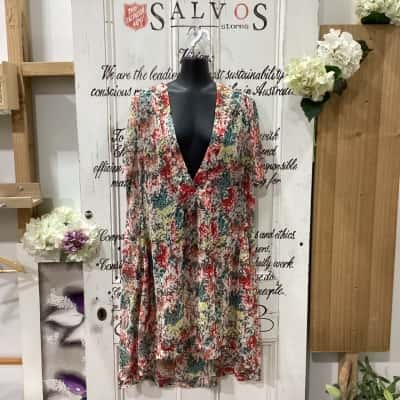 The Ark Brand! THE PERFECT SHEER DRESS FOR SWIM WEAR! MADE IN AUSTRALIA! Womens  Size XL Midi Dress / Short Sleeve Dress  Multicoloured / Pattern 