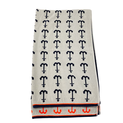Mercer + Reid Cotton Blue/White Patterned Beach Towel 168x94cm