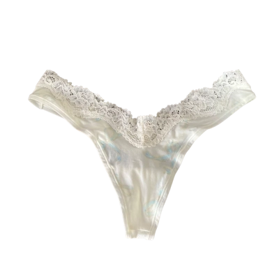 Skims Size S Lace Thong Underwear Cream RRP $129