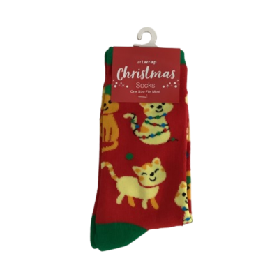 New Artwrap  Unisex Christmas Socks One Size Fits Most: Cats & Dogs Print #1019-1-PP
