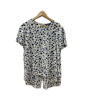 Sportscraft Womens  Size 12 Short Sleeve Top Black  / Blue / Polka Dot / White 