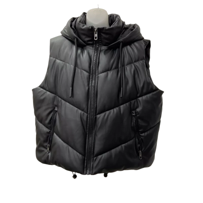 Zara Women's Hooded Black Puffer Vest Size M