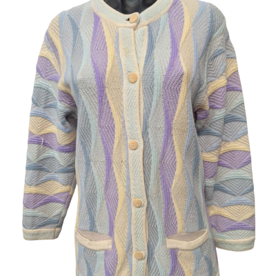 Aklanda Womens Button-down Wool Cardigan Blue / Multicoloured / Size M
