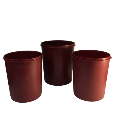 Vintage Burgundy Tupperware Containers as pictured