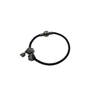 Pandora Leather Bracelet and 2 Charms