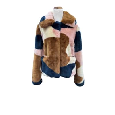 Jakke Womens  Faux Fur Cropped Jacket Swrl Print Size 10  