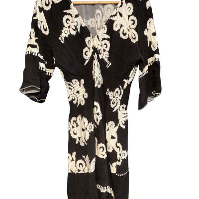  Italian made linen cotton dress Size 10 Black  / White 