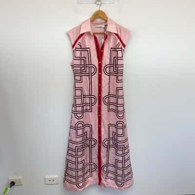 Sportscraft Pink Multi Rhodes Print Dress  Size 10 