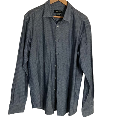 Massimo Dutti Mens Long Sleeve Shirt Black  / Blue 
