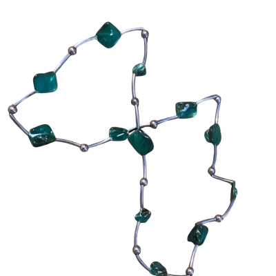 Green shell & silver dress necklace Green / Silver 