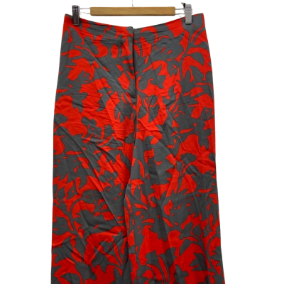 Diane Von Furstenberg SILK BLEND Size 8 High Waisted / Wide Leg Pants Dark Grey / Red 