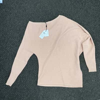 Reiss Nude Laylah Waffle Drape Knit Jumper  Size L 