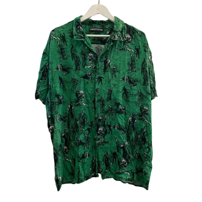 Dangerfield Mens  - Zombies Size XXXL Printed Shirt / Short Sleeve Shirt Black  / Green / Pattern 