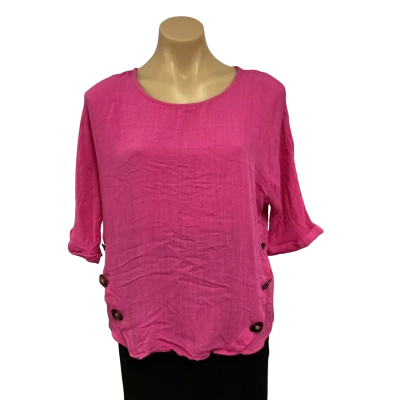 Izabel Womens Size 8 Bright Pink Short Sleeve Top 