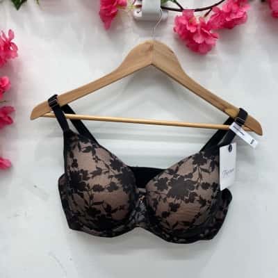 Fayreform Womens Bra Size 16DD Black  / Nude 