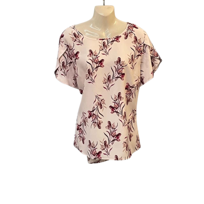 Preview Womens  Size 16 Blouse / Floral Top / Short Sleeve Top Floral / Pink  
