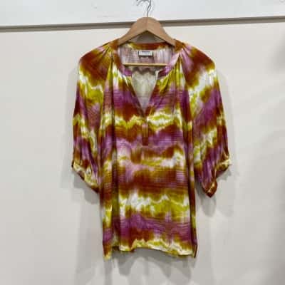 Sussan Womens  Size 10 Short Sleeve Top Multicoloured 