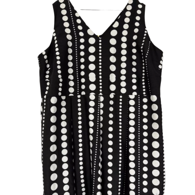 Basque Womens Black and White Polka Dot Sleeveless Dress - Size 22 