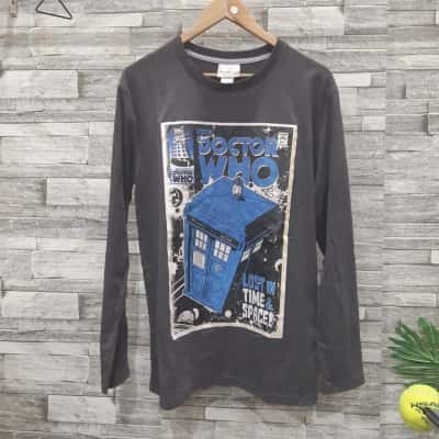 Doctor Who Men's  Size M Long Sleeve Top Blue / Grey / White  