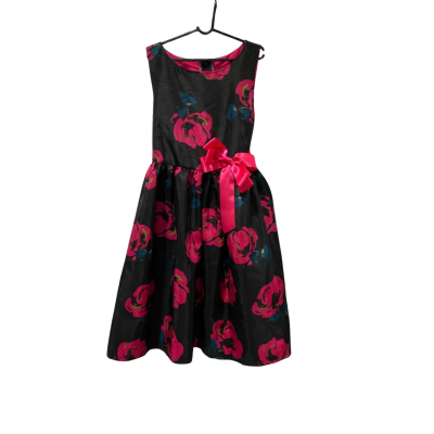  Kids  Elfin Kidz Size 8/9 Elizabeth Dress Black  / Floral / Pink  