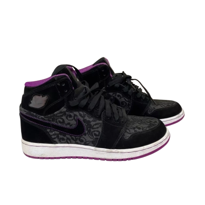 Nike Kids Black  / Grey / Purple Air Jordan sneakers 