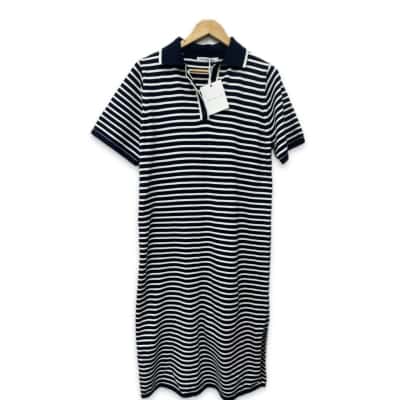 Label of Love Womens  Size M Midi Dress Navy Blue / Striped / White 